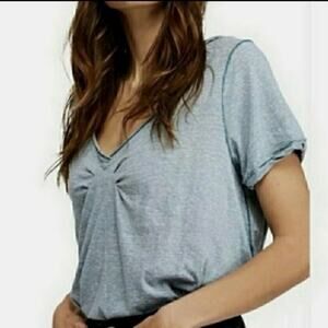 Free People All You Need Blue Boho Relaxed Blouse size XS